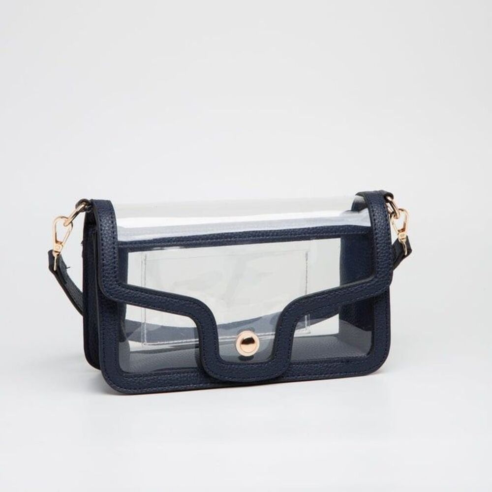 Women's Bag NAVY BLUE Shoulder Transparent Superbowl Stadium Approved NWT